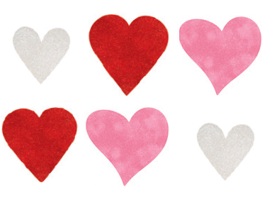 6 MINI GLITTER CUTOUS CORAZONE