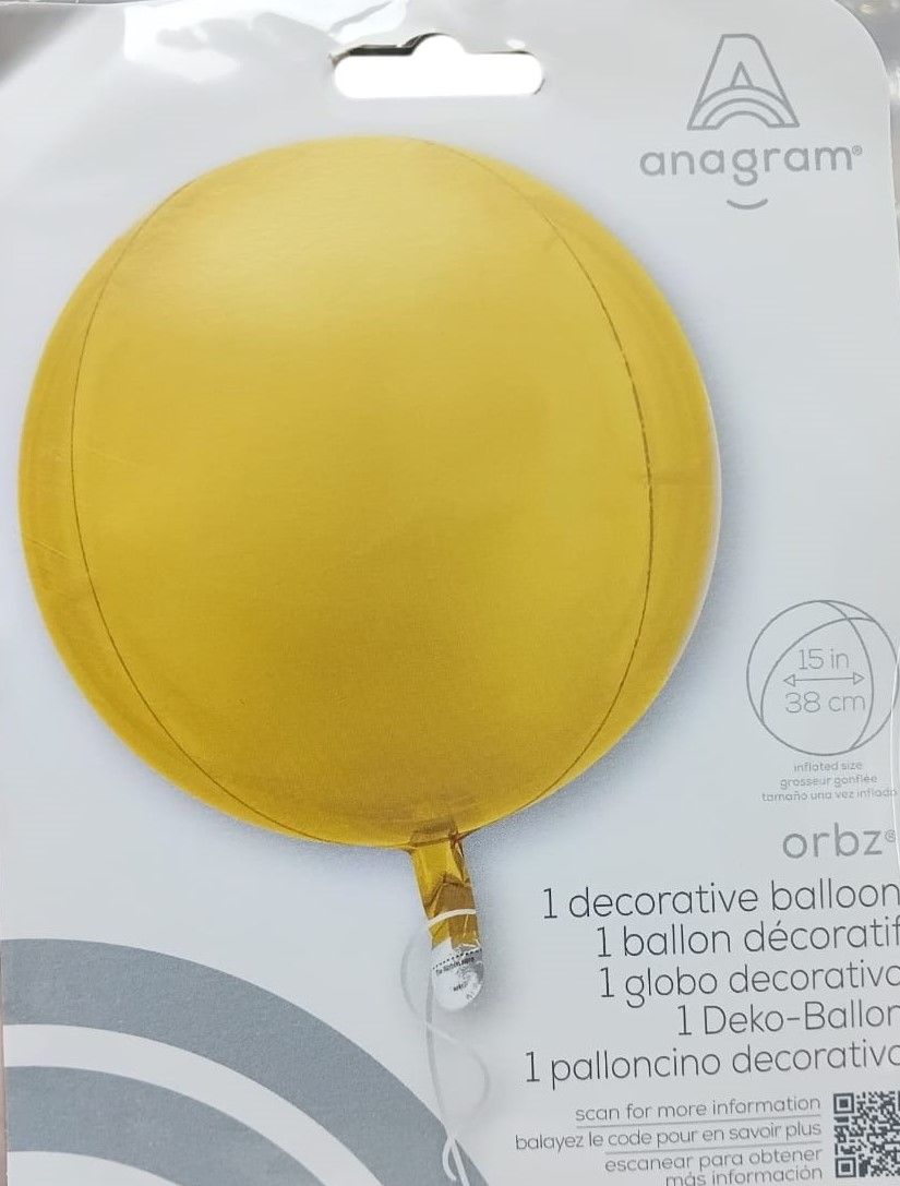 GLOBO 3D REDONDO ORO 45CM
