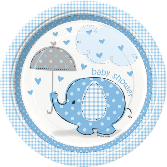 8 PLATOS ELEFANTITO BEBE AZUL