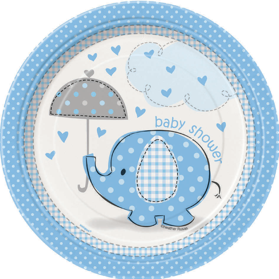 8 PLATOS ELEFANTITO BEBE AZUL