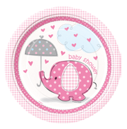 8 PLATOS ELEFANTITO BEBE ROSA