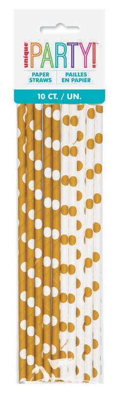 PAJITAS BLANCO/ORO TOPOS