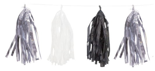 GUIRNALDA TASSEL PLATA, NEGRO