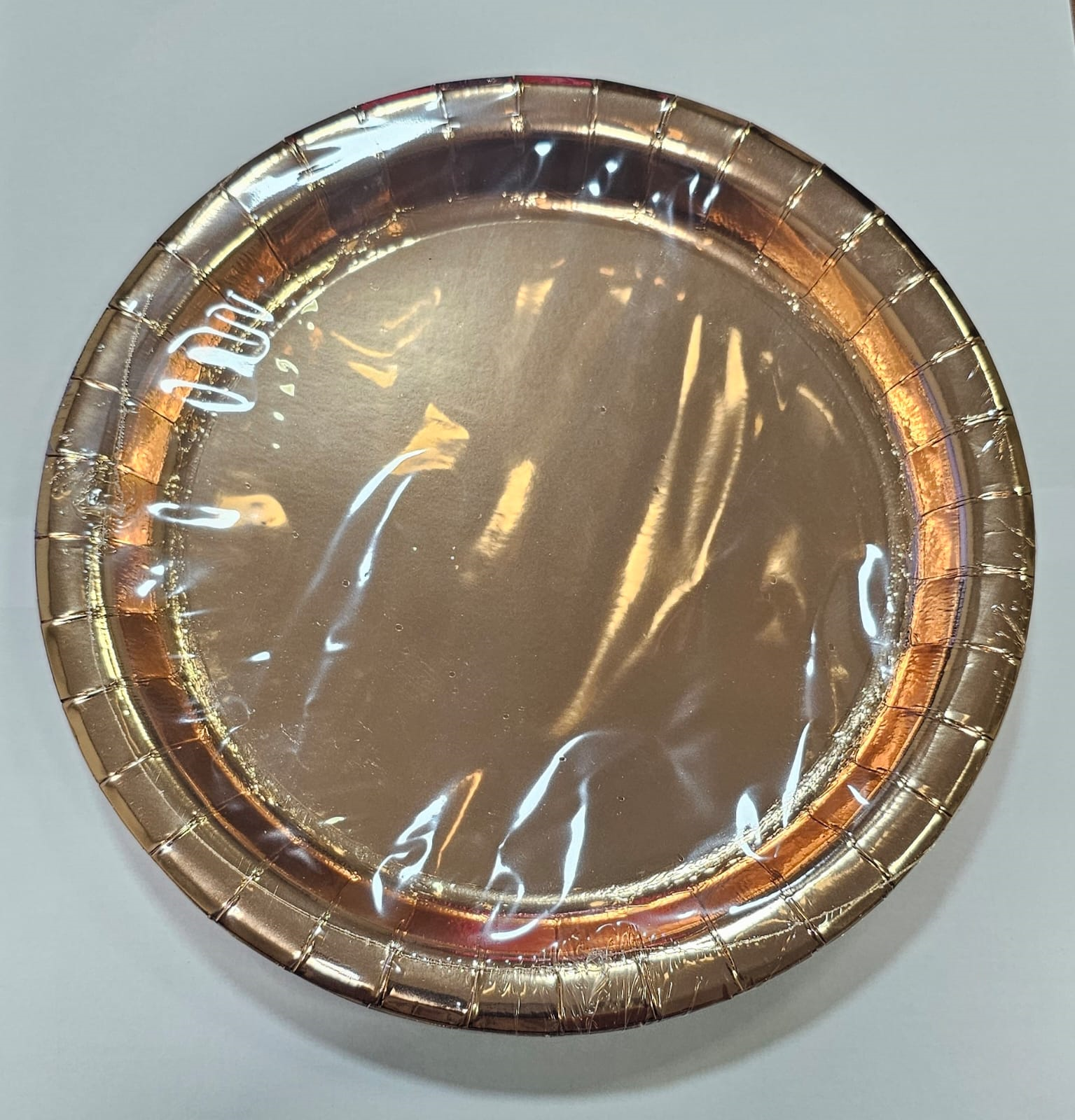 8 PLATOS ORO ROSA 22CM MET