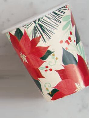 8 VASOS PONSETIA ORO Y ROJO 9o