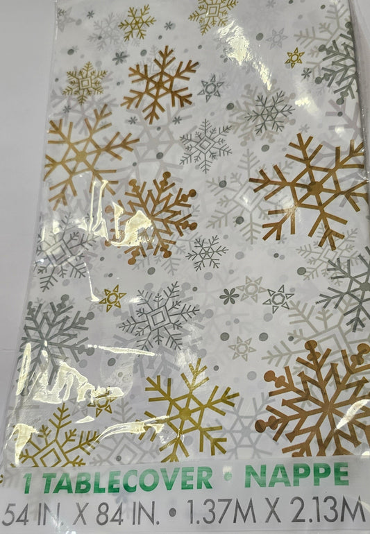 MANTEL COPOS ORO/PLATA 135X210