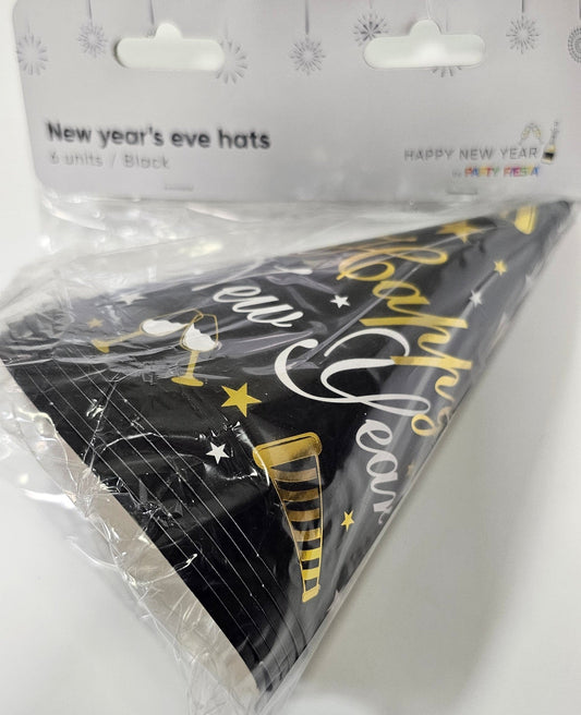 6 GORRITOS NEGROS HAPPY NEW YE