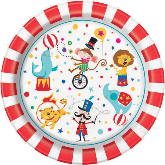 8 PLATOS PAPEL CIRCO 23 CM