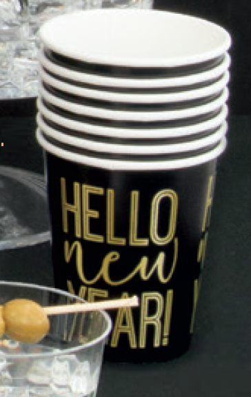 8 VASOS NEW YEAR  DELUXE 9OZ