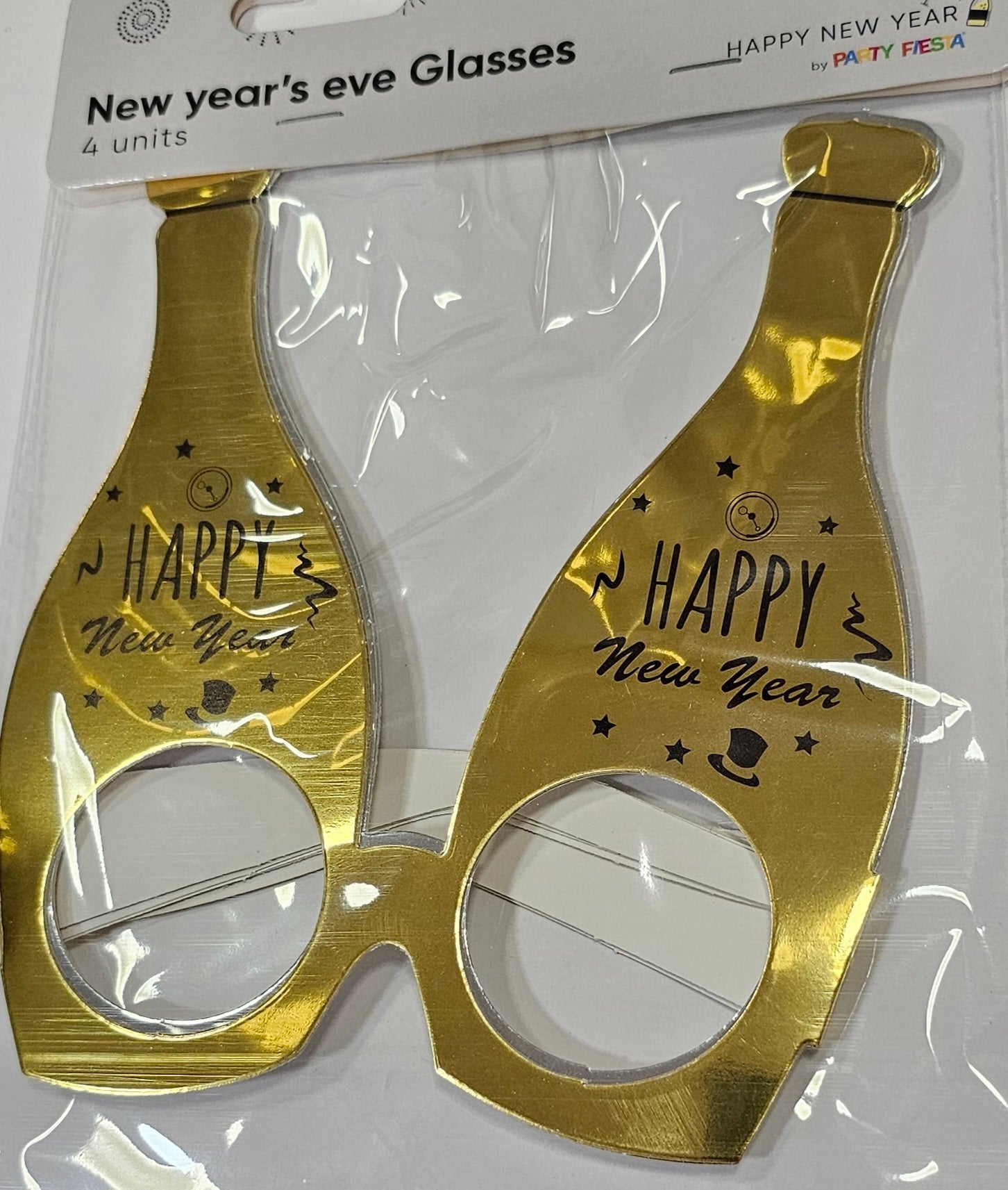 4 GAFAS FORMA BOTELLA ORO-PLAT