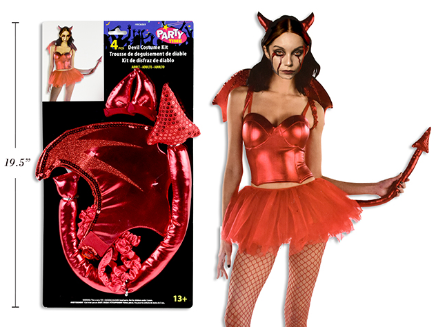 KIT DIABLO DIADEMA Y COLA ROJA