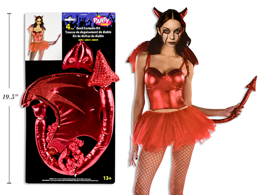 KIT DIABLO DIADEMA Y COLA ROJA